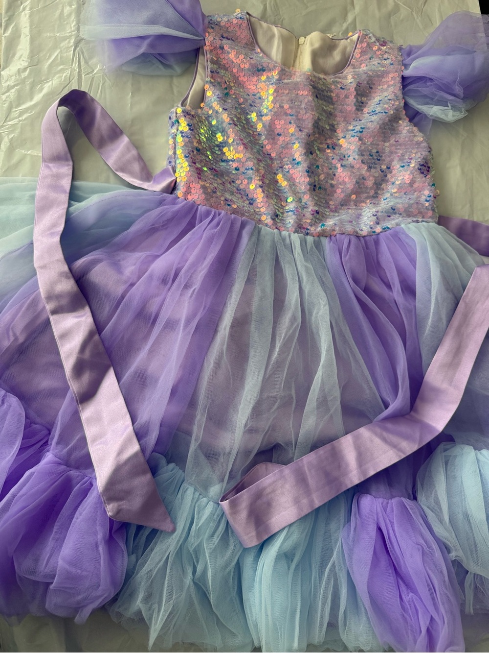 Lilac Sequin Tulle Dance Costume Dress for Kids